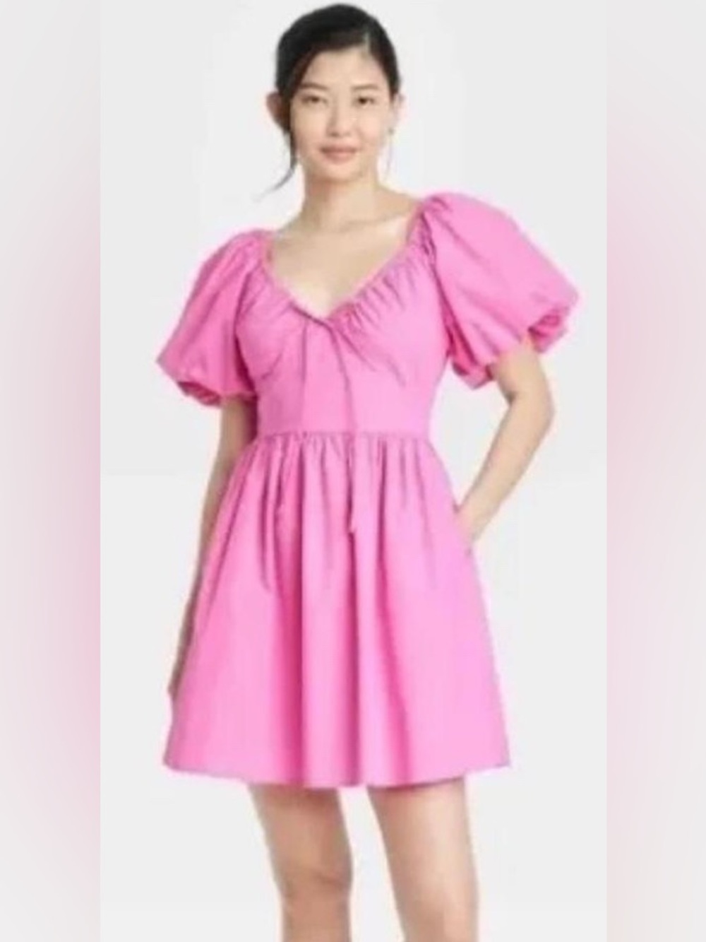 A New Day Puff Sleeved Poplin Mini Dress